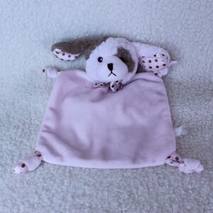 LOVEY PUPPY Dog Bearington  Pink‎ Plush SECURITY BLANKET 6.5" x 6.5" Wee Wiggles